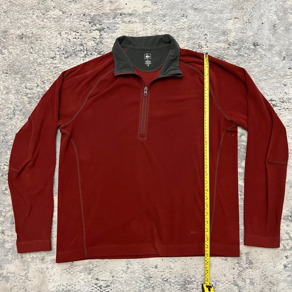 REI Men's L Fleece Jacket Burnt Orange 1/4 Zip Active Outdoor Pullover Light